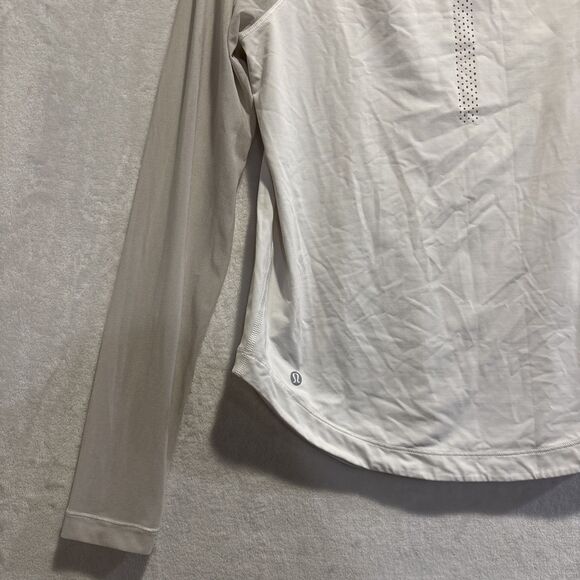 Lululemon Smooth Stride Top Mesh Long Sleeves Running Stretch White Women's 4 - Picture 8 of 13